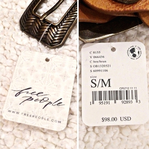 RARE*FREE PEOPLE Medallion Raw Cowhide Leather Bohemian Belt $98-FP.COM 2021' - Picture 15 of 16